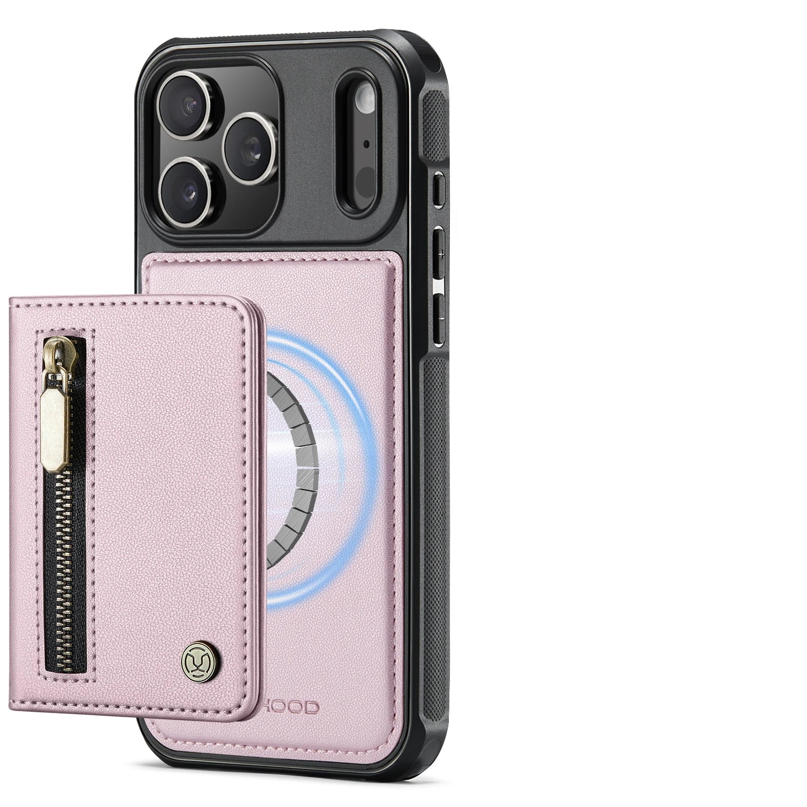 2-in-1 Detachable PU Leather MagSafe Case with Zippered RFID Card Slot for iPhone 17 Series