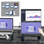 ZEUSLAP 15.6'' Dual Touch Stacked Foldable Portable Monitor Screen Extender for Windows & Mac OS with Driver Included