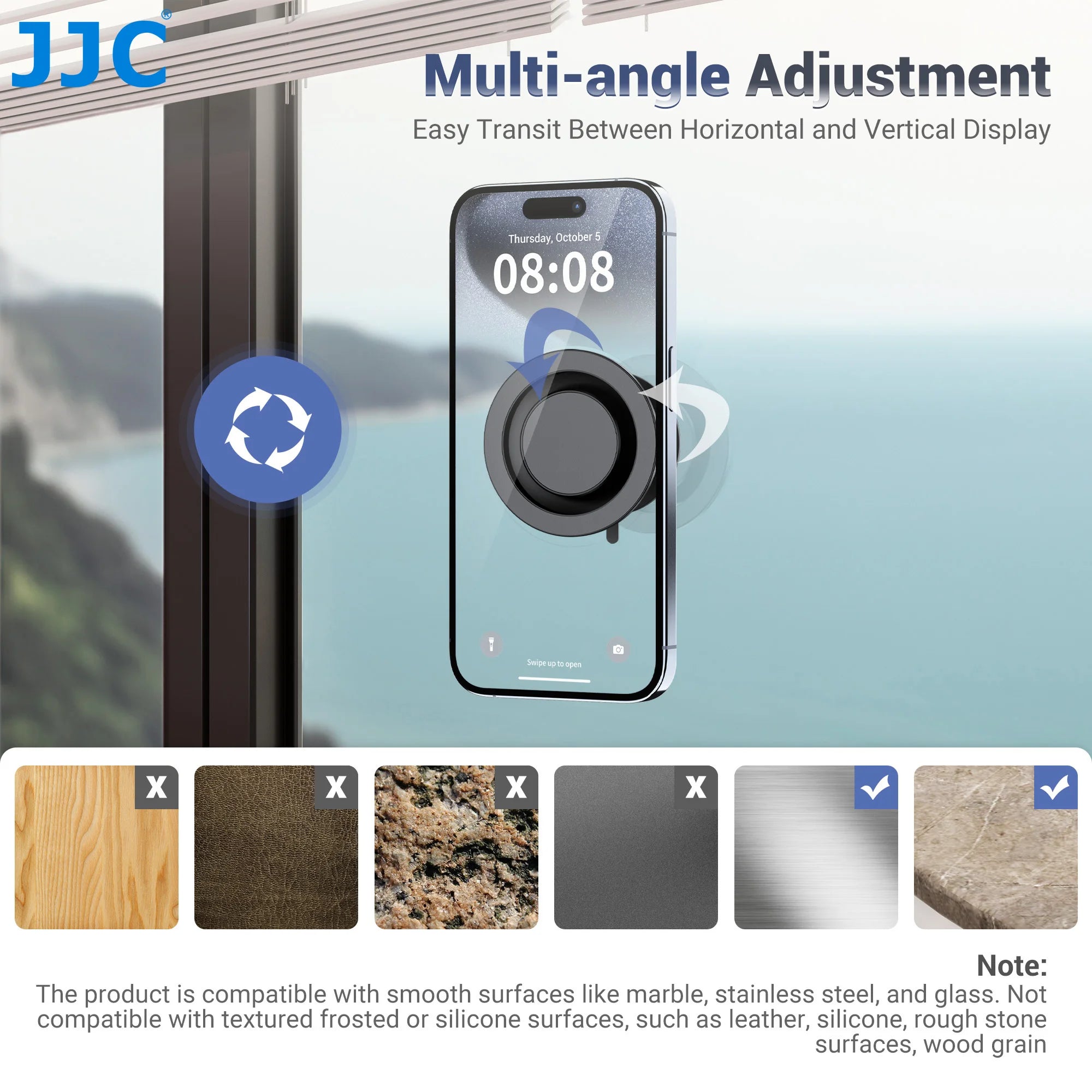 JC Upgraded Magnetic Suction Phone Mount with Sticky Grip Stand for MagSafe