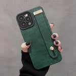 Crocodile Skin Leather Hand Strap Case for iPhone 15 Series