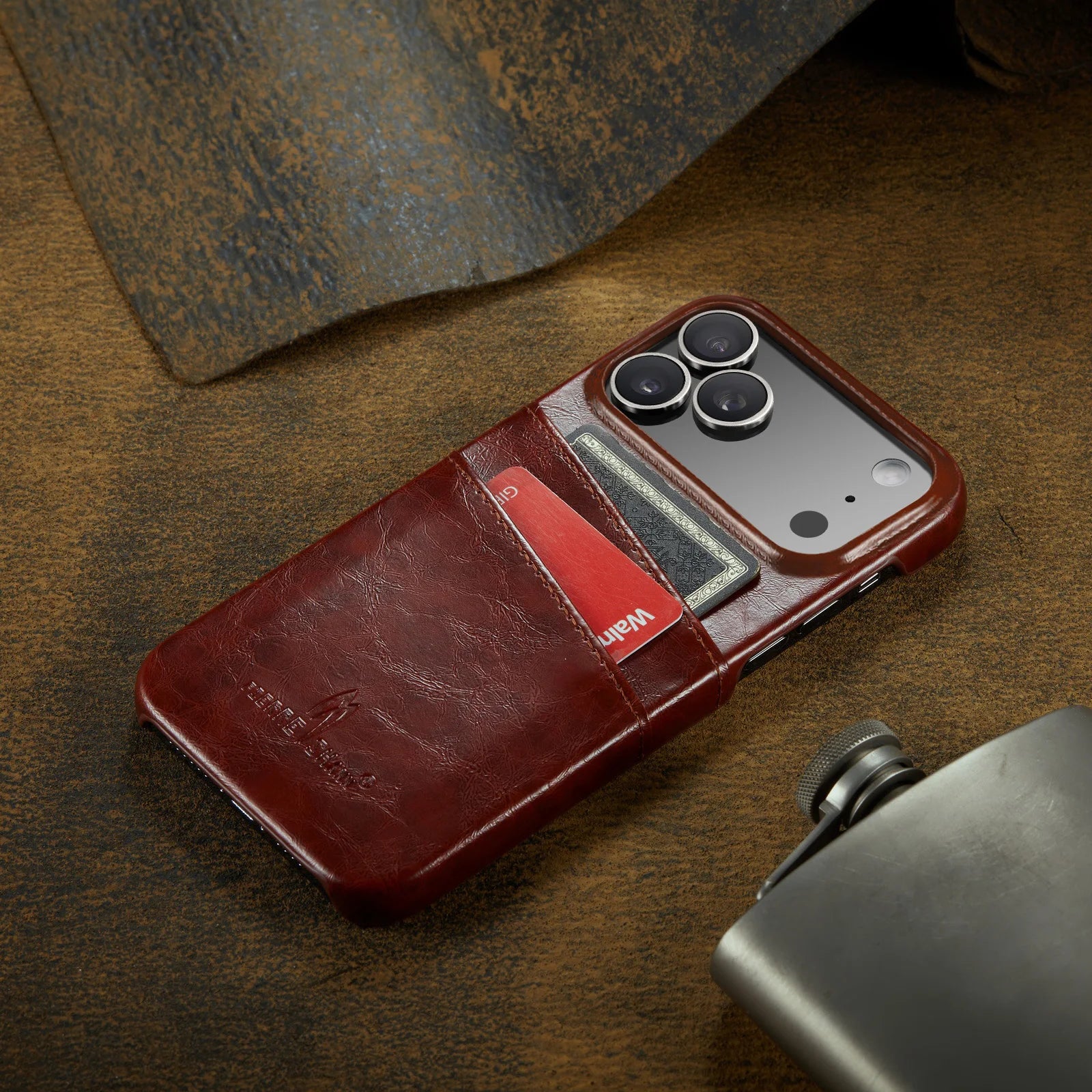 iPhone 17 Series Hard Shockproof Leather Wallet Case