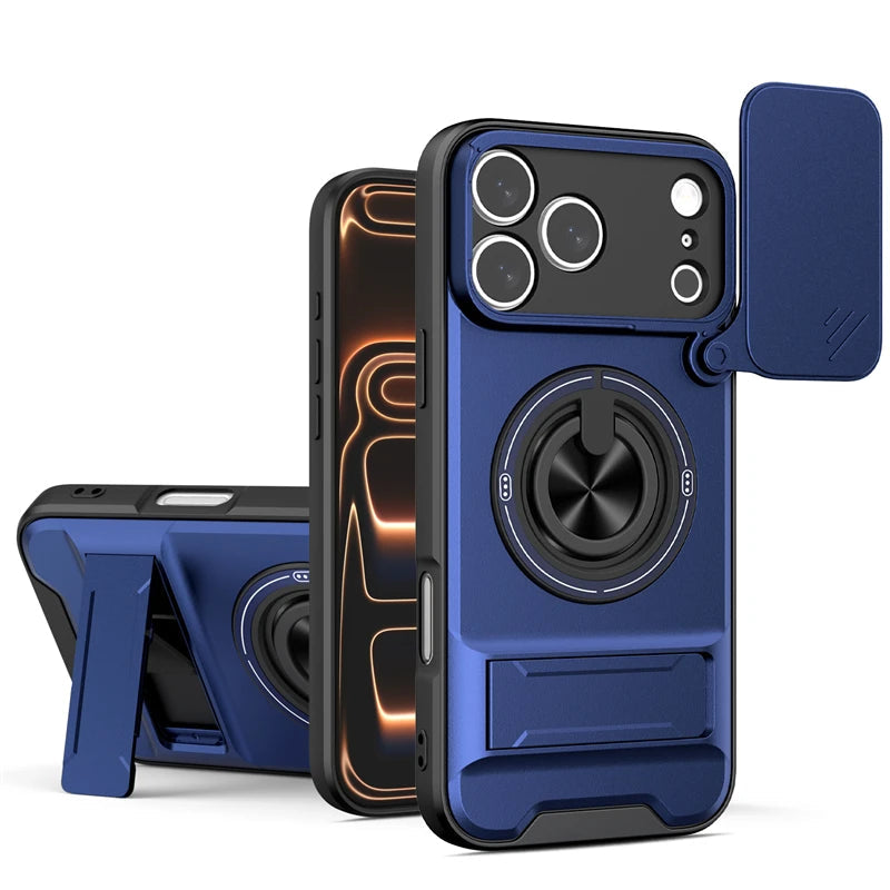 MagSafe Compatible Case for iPhone 17 Series with Rotating Ring and Camera Cover
