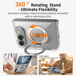 Shockproof Transparent MagSafe Case with 360° Rotating Ring Stand for iPhone Duo