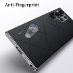 Plaid Grid Leather PU Case with Plating Lens for Samsung Galaxy S24 Series