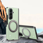 Textured Leather Shockproof Kickstand Case with 360° Rotating Ring for Samsung Galaxy Z Fold 7