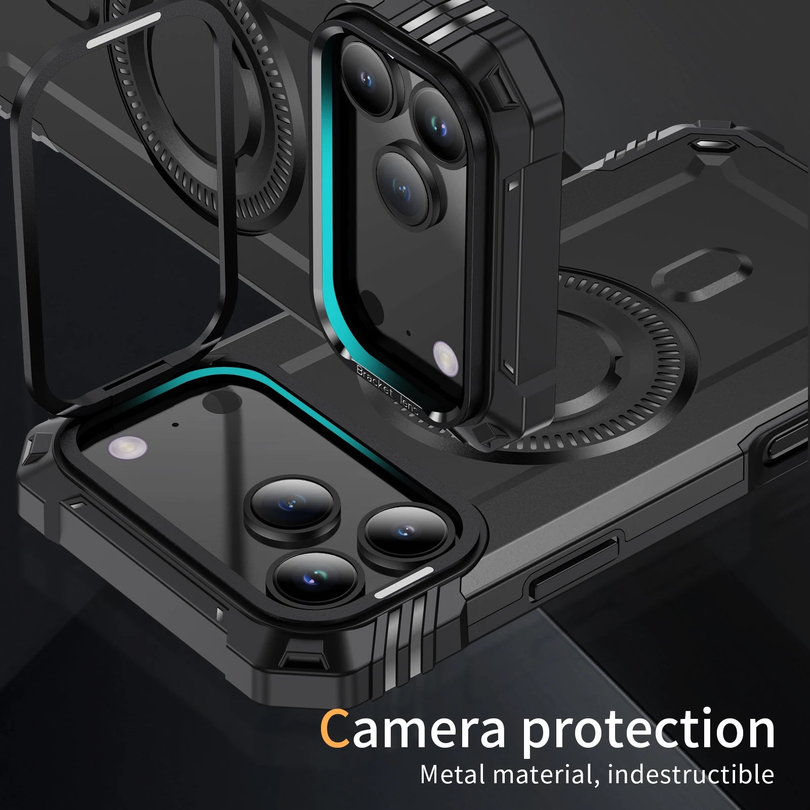 Armor Shockproof MagSafe Case with Metal Lens Bracket for iPhone 17 Series