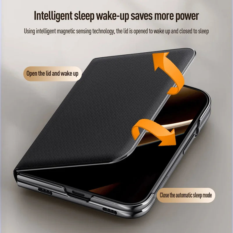 Leather Flip Case with Automatic Magnetic Closure for iPhone Duo