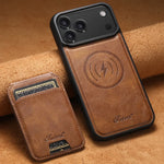 iPhone 17 Series MagSafe Leather Case with Detachable Card Sloth