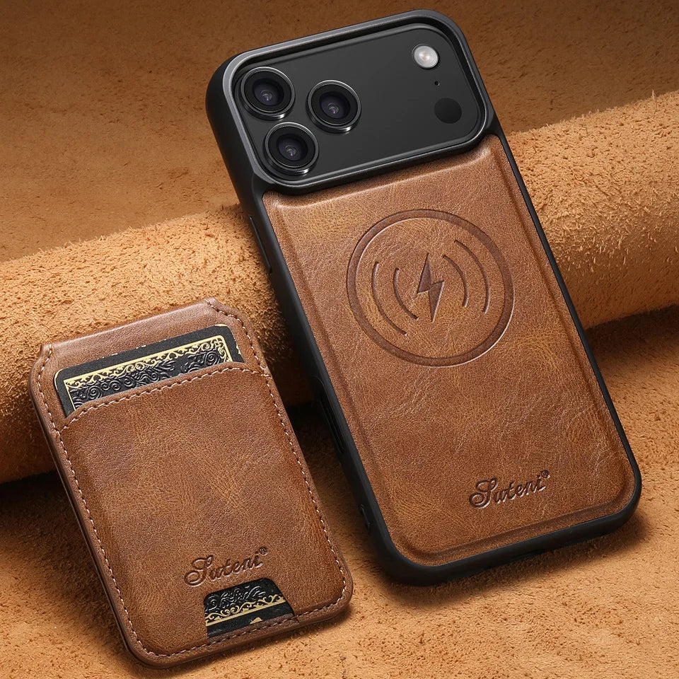 iPhone 17 Series MagSafe Leather Case with Detachable Card Sloth