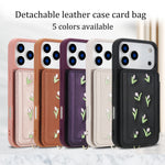 Skin Feel Embroidered Leather Wallet Case for iPhone 17 Series