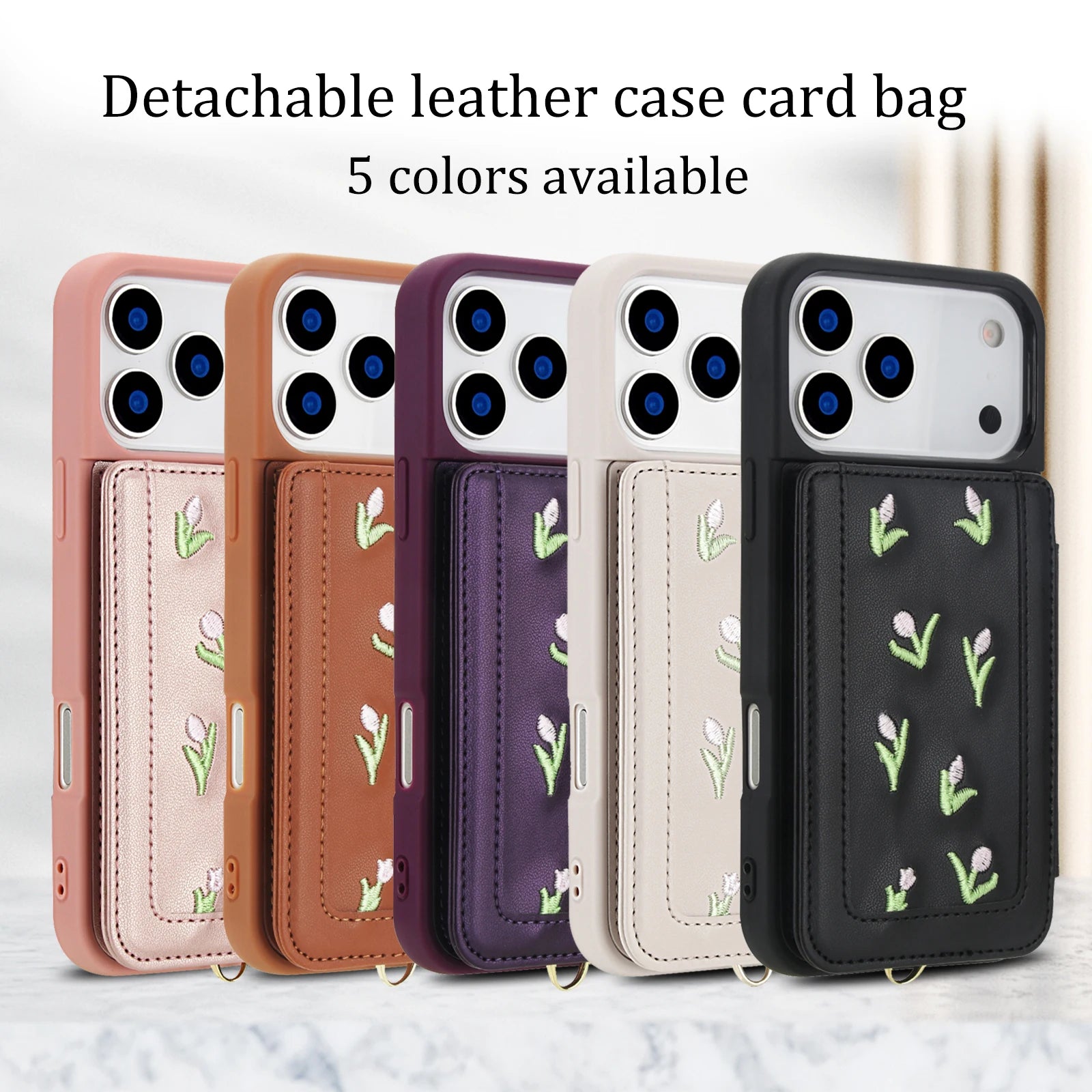 Skin Feel Embroidered Leather Wallet Case for iPhone 17 Series
