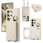 Crossbody Leather Ring Wallet Case with Mirror & Card Holder for Samsung Galaxy S25 Series
