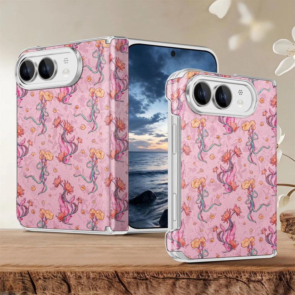 Dual-Axis Hinge Protection Floral MagSafe Case for iPhone Duo