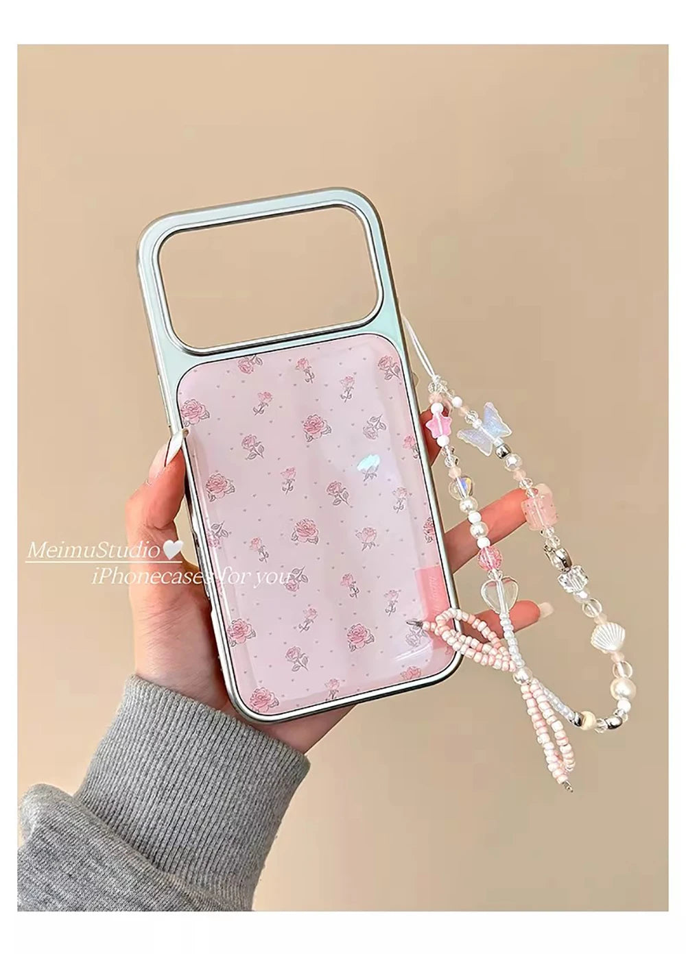 Electroplated Pink Rose Case for iPhone 17 Series