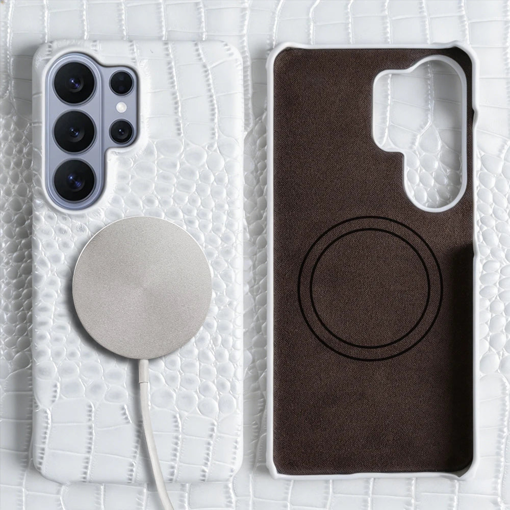Crocodile Embossed Leather Magnetic Case for Samsung Galaxy S26 Series