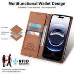 iPhone 17 Series Flip Wallet Leather Case with Card Slots & RFID Protection