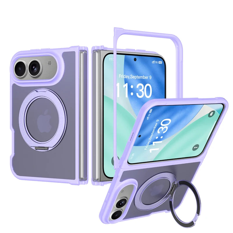 Matte PC+TPU MagSafe Case with 360° Rotating Ring Stand for iPhone Duo