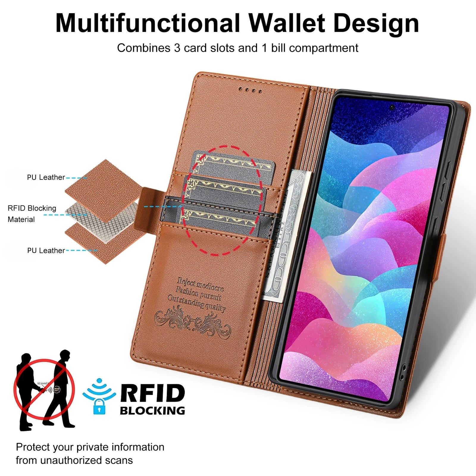 Luxury Leather RFID Wallet Case for Samsung Galaxy S26 Series