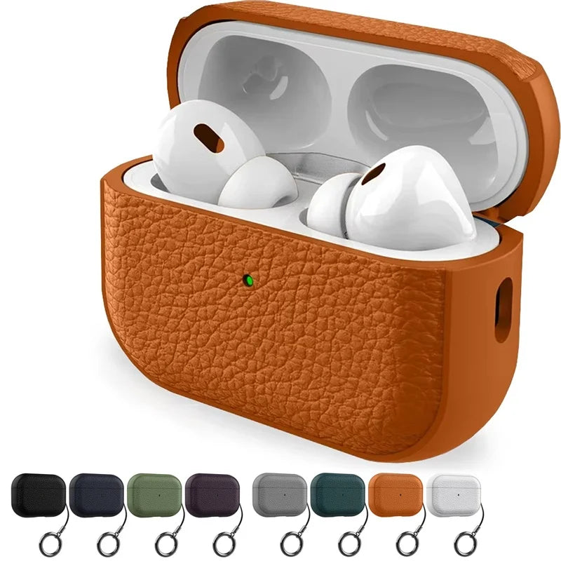 TPU Leather Wireless Charging Case with Carabiner Loop for AirPods 4