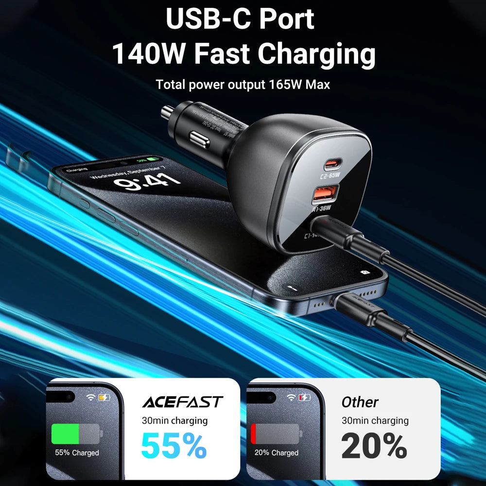 ACEFAST 140W Dual USB-C Car Charger
