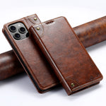 Premium Leather Flip Wallet Case for iPhone 16 Series