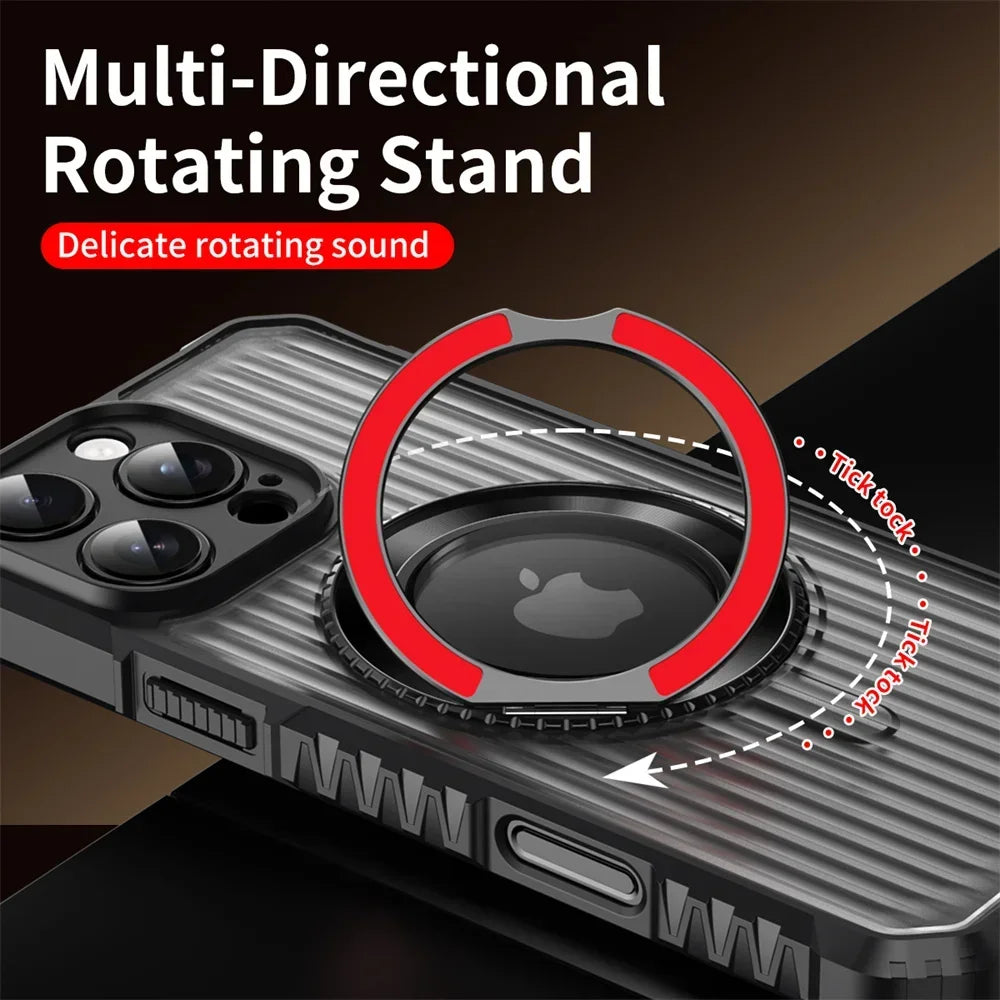 Military Grade Shockproof Armor MagSafe Case with 360° Ring Stand for iPhone 15 Series