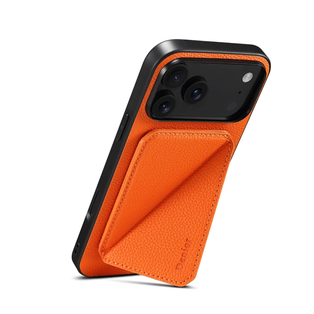 iPhone 17 Series MagSafe Leather Case with Detachable Card Holder