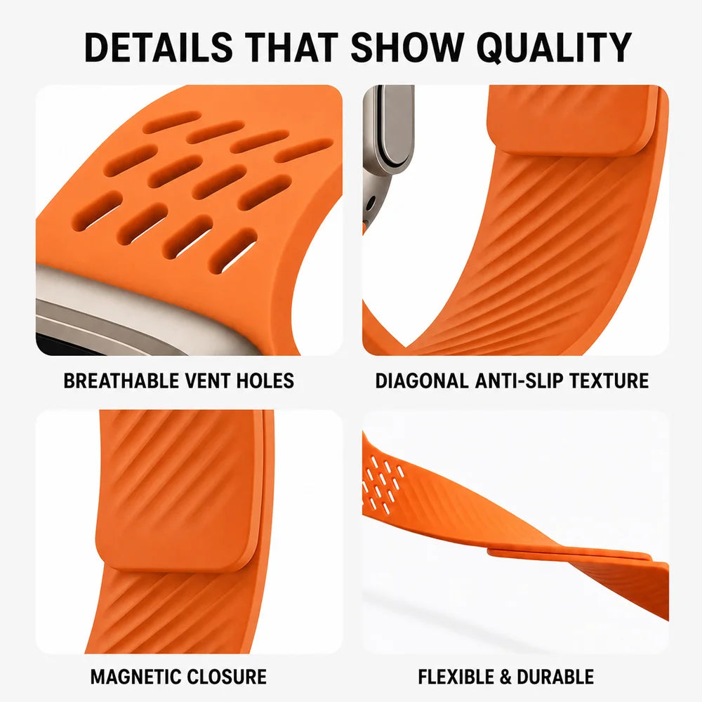 Perforated Silicone Band with Magnetic Closure for Apple Watch