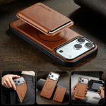 Leather MagSafe Case with Detachable 3-Card Holder for iPhone 18 Series