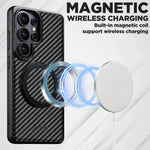 Premium Carbon Fiber Style Magnetic Leather Case for Samsung Galaxy S26 Ultra