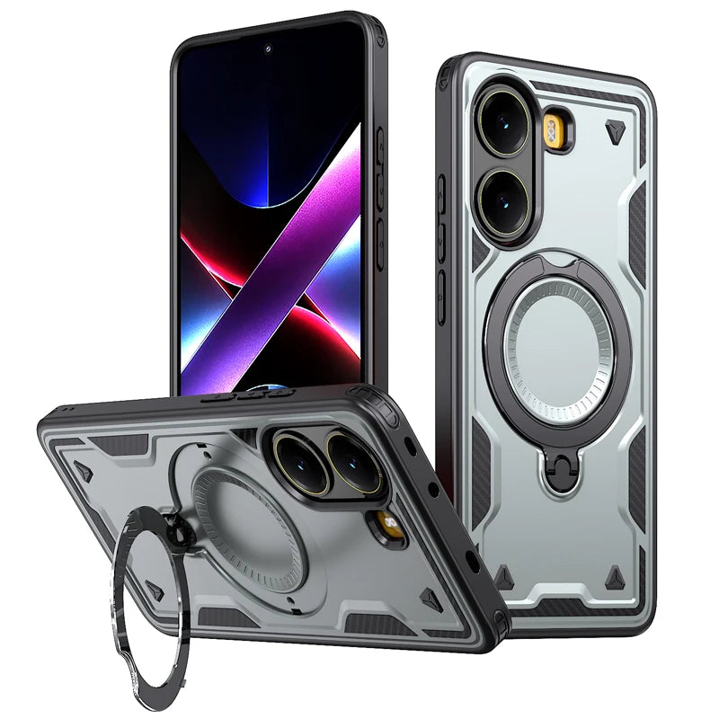Shockproof Magnetic Hard PC + Soft TPU Case with Ring Stand for Xiaomi Redmi Turbo 4
