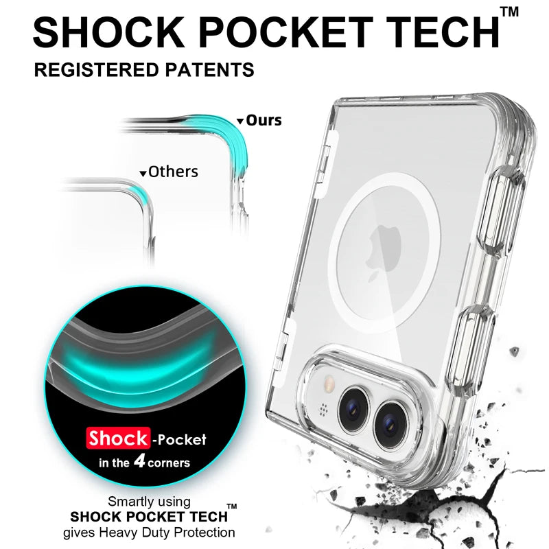 Transparent Kickstand Case with Magnetic Alignment Ring for iPhone Duo