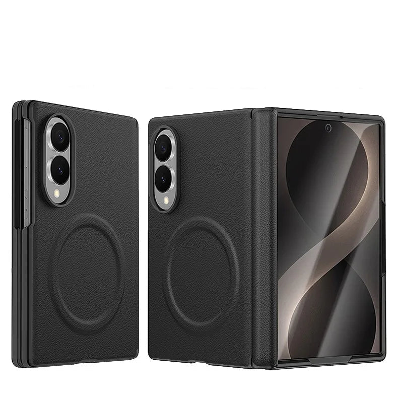 Luxury Magnetic Vegan Leather Case with Screen Protector for Samsung Galaxy Z Fold 8