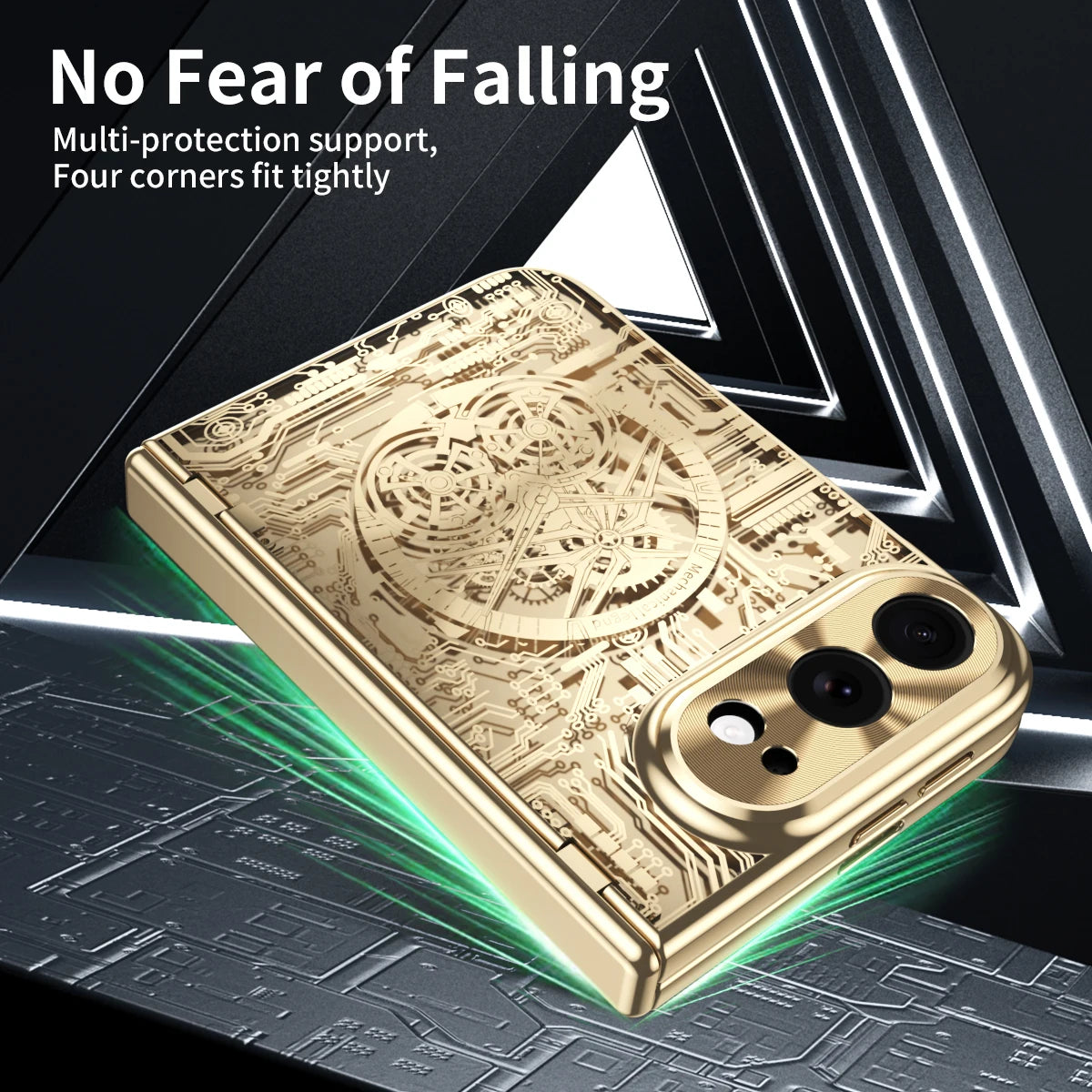 Gold-Tone Hinge Protection Case with Raised Camera Ring for iPhone Duo