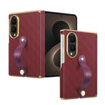 Luxury Business Velvet Leather Case with Wrist Strap for Samsung Galaxy Z Fold 8