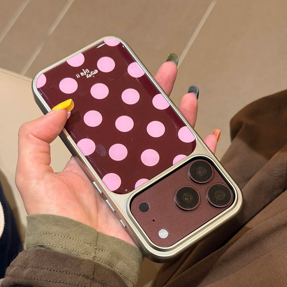 Polka Dot Hard Case with Raised Camera Frame for iPhone 18 Series