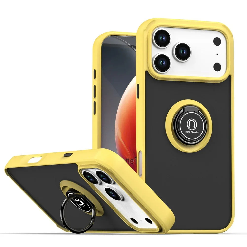 Shockproof Armor Matte Case with Magnetic Ring Holder for iPhone 17 Series