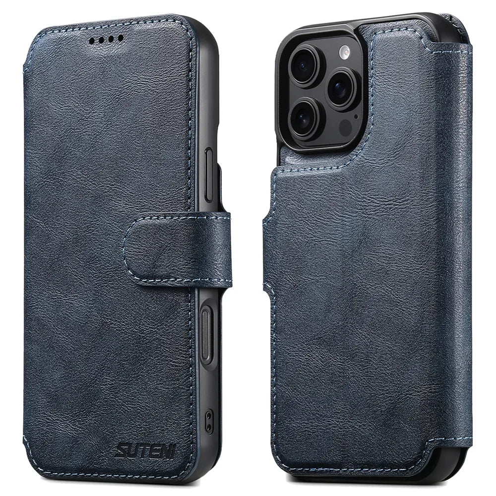 Detachable MagSafe Leather Wallet Case for iPhone 16 Series