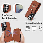 2-in-1 Zipper Wallet Case with Detachable Lanyard for Samsung Galaxy S25 Series