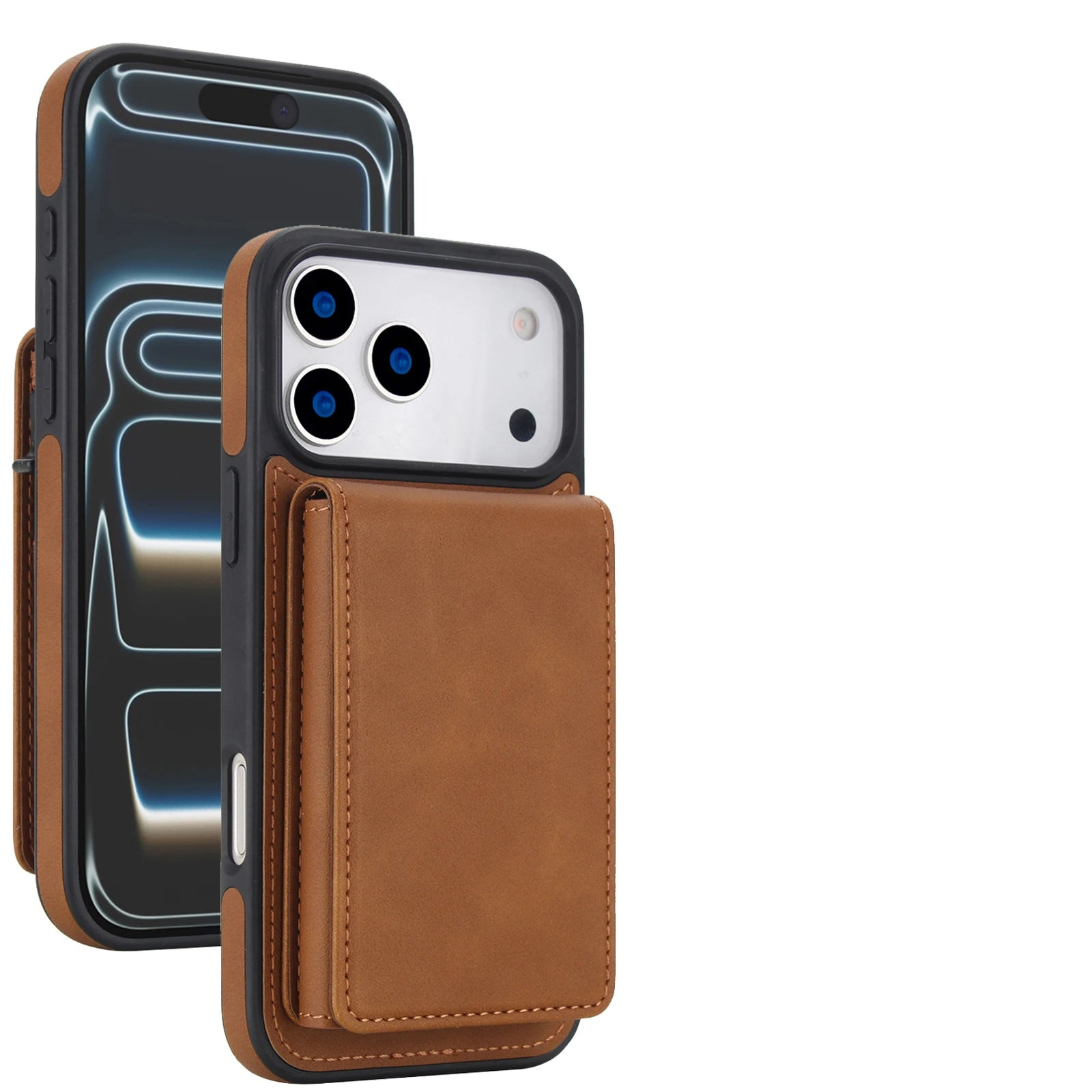 iPhone 17 Series Detachable Leather Wallet Case with Kickstand and RFID Protection
