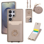 Lychee Grain Leather Crossbody Case with Detachable Long Lanyard for Samsung Galaxy S22 Series