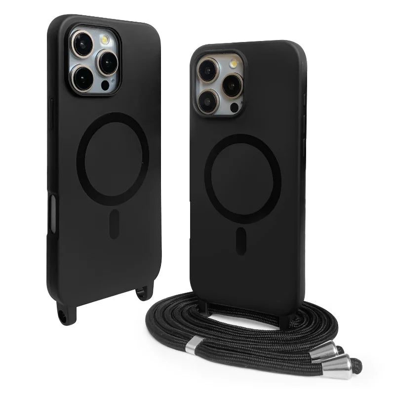 Soft TPU Silicone Crossbody Lanyard Case with MagSafe for iPhone 16 Series