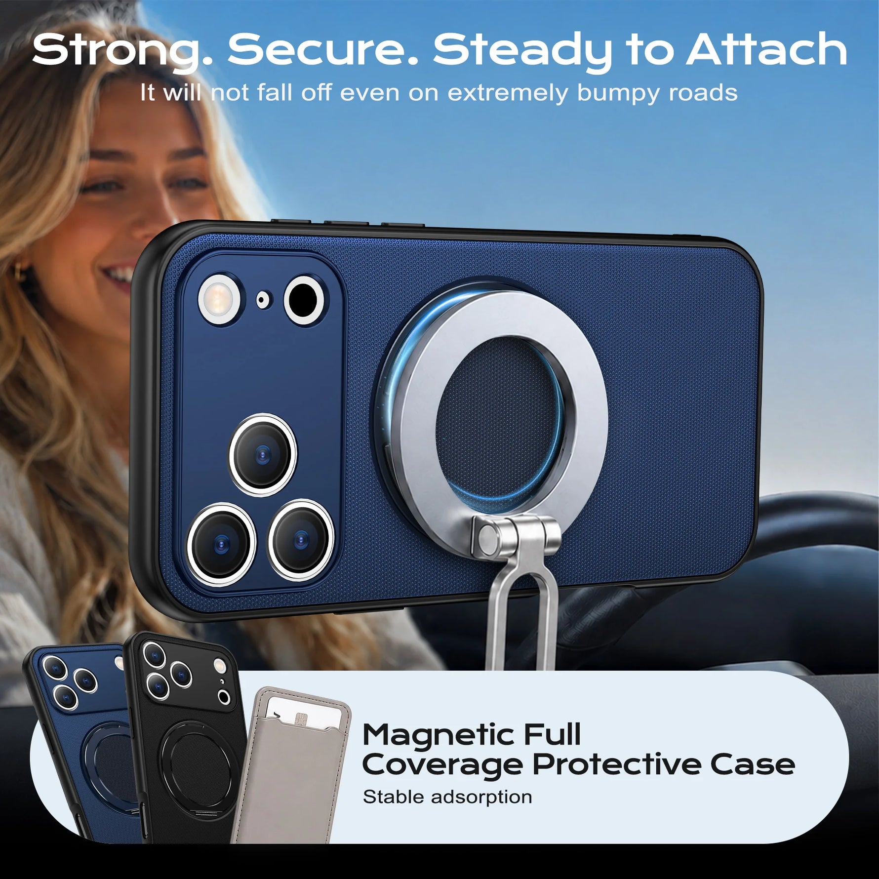 Protective MagSafe Armor Case with Ring Holder for iPhone 17 Series