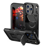 Shockproof Armor MagSafe Case with Lens Cover and Stand for iPhone 17 Series