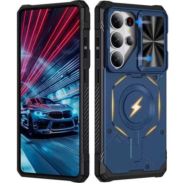 Dual-Layer Shockproof Case with Sliding Lens Window for Samsung Galaxy S25 Ultra