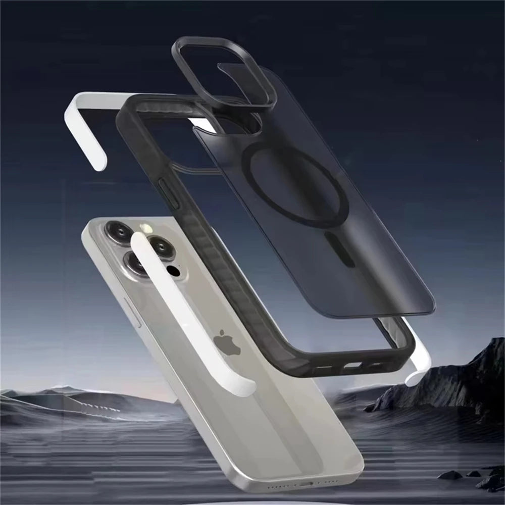 Durable Matte Translucent MagSafe Armor Case for iPhone 16 Series