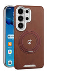 Leather Shockproof Kickstand Case with 360° Rotating Magnetic Ring for Samsung Galaxy S24 Series
