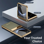 Shockproof Leather Case with Pre-Installed Tempered Glass Screen Protector for Samsung Galaxy Z Flip 7