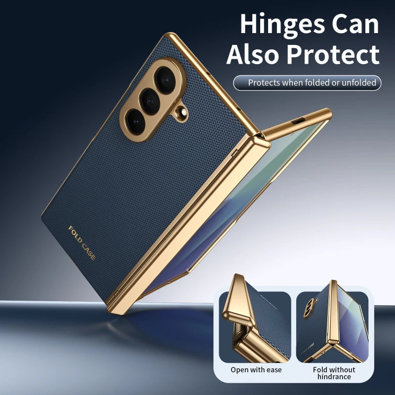 Premium Electroplated Leather Case with Built-In Screen Protector for Samsung Galaxy Z Fold 8 Ultra