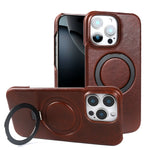Premium Genuine Leather Case with Foldable Stand for iPhone 16 Series